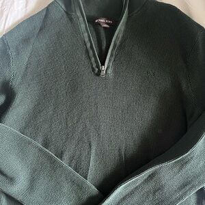 Michael Kors Men's Forest Green Zip-Neck Sweater